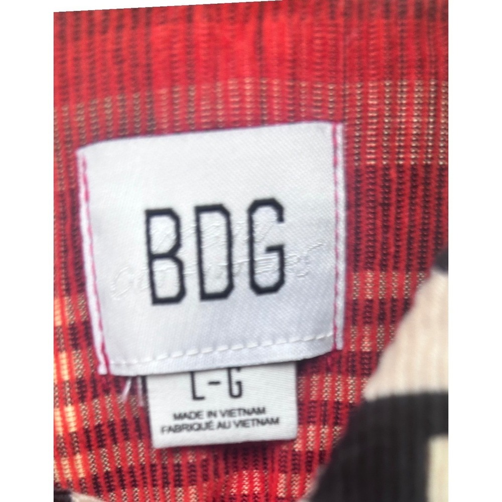 BDG Urban Outfitters Mushroom Corduroy Plaid Flannel Mixed Media Shirt Large - Picture 5 of 5